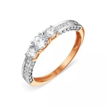 Кольцо с фианитами Линии Любви