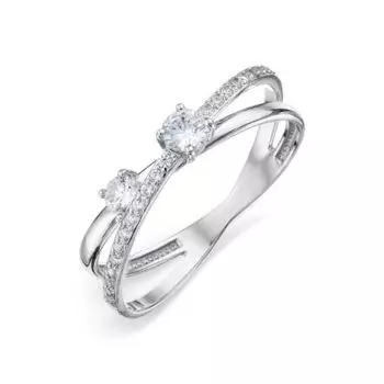 Кольцо с фианитами Линии Любви