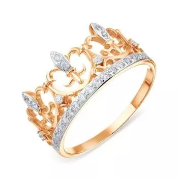 Кольцо с фианитами Линии Любви