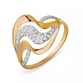Кольцо с фианитами Линии Любви