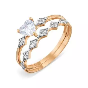 Кольцо с фианитами Линии Любви