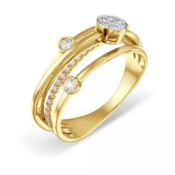 Кольцо с фианитами Линии Любви