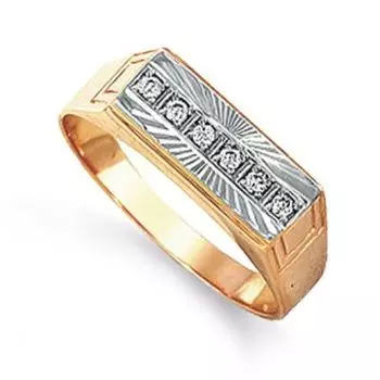 Кольцо с фианитами Линии Любви