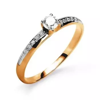 Кольцо с фианитами Линии Любви