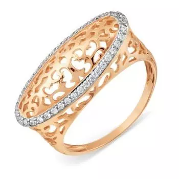 Кольцо с фианитами Линии Любви