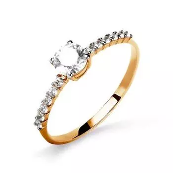 Кольцо с фианитами Линии Любви