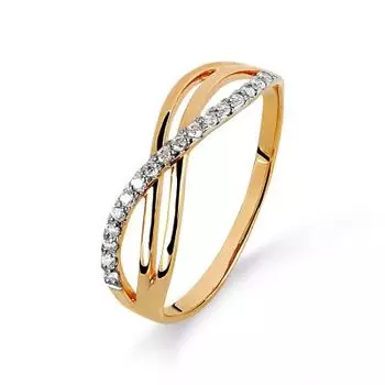 Кольцо с фианитами Линии Любви