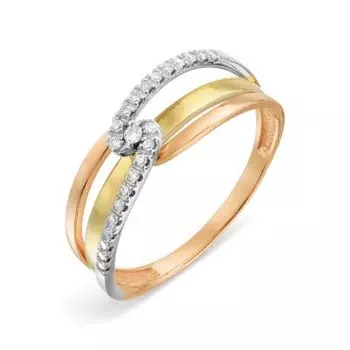 Кольцо с фианитами Линии Любви