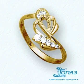 Кольцо с фианитами Линии Любви