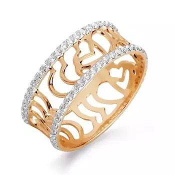 Кольцо с фианитами Линии Любви