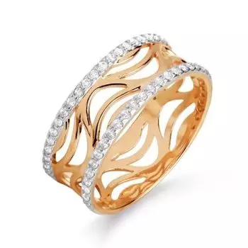 Кольцо с фианитами Линии Любви