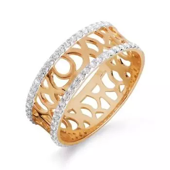 Кольцо с фианитами Линии Любви