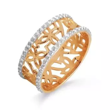 Кольцо с фианитами Линии Любви