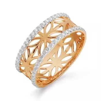 Кольцо с фианитами Линии Любви