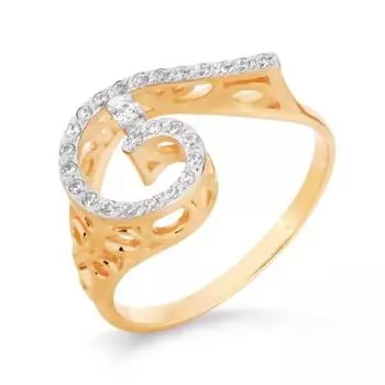 Кольцо с фианитами Линии Любви