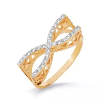 Кольцо с фианитами Линии Любви