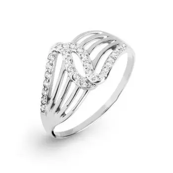 Кольцо с фианитами Линии Любви