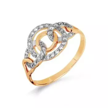 Кольцо с фианитами Линии Любви