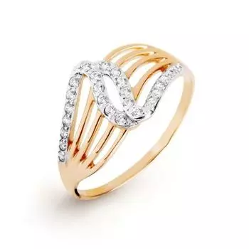 Кольцо с фианитами Линии Любви