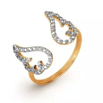 Кольцо с фианитами Линии Любви