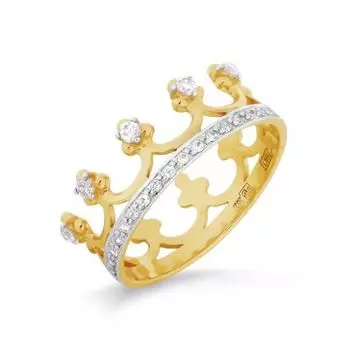 Кольцо с фианитами Линии Любви