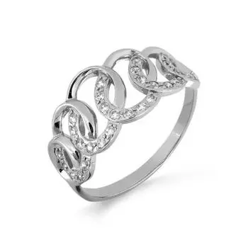 Кольцо с фианитами Линии Любви