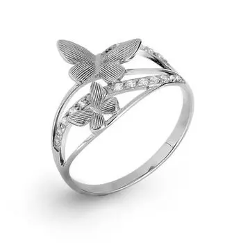 Кольцо с фианитами Линии Любви