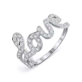 Кольцо с фианитами Линии Любви