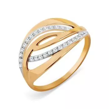 Кольцо с фианитами Линии Любви