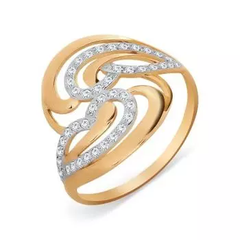 Кольцо с фианитами Линии Любви