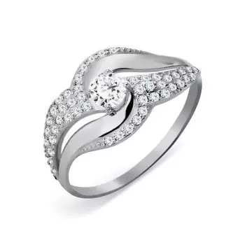 Кольцо с фианитами Линии Любви