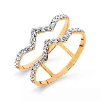 Кольцо с фианитами Линии Любви