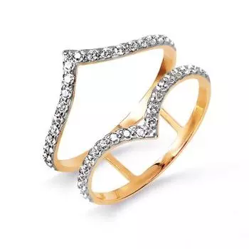 Кольцо с фианитами Линии Любви