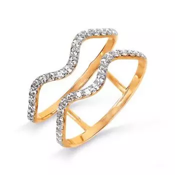 Кольцо с фианитами Линии Любви