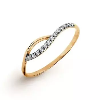 Кольцо с фианитами Линии Любви