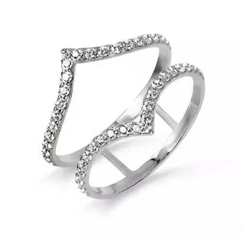 Кольцо с фианитами Линии Любви