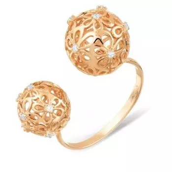 Кольцо с фианитами Линии Любви