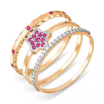 Кольцо с фианитами Линии Любви