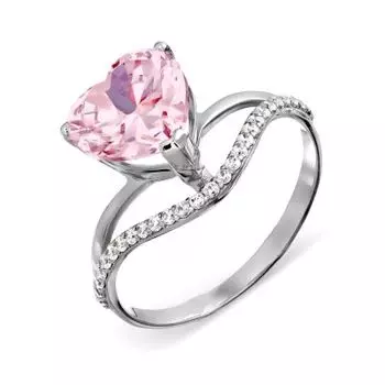 Кольцо с фианитами Линии Любви