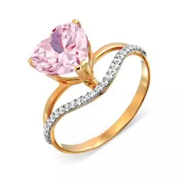 Кольцо с фианитами Линии Любви