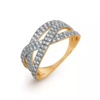 Кольцо с фианитами Линии Любви