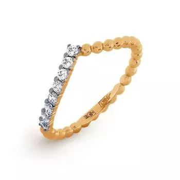 Кольцо с фианитами Линии Любви