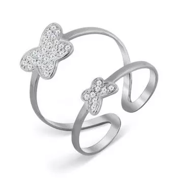 Кольцо с фианитами Линии Любви