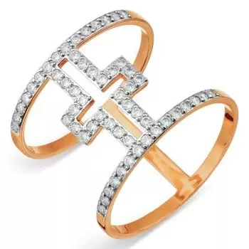 Кольцо с фианитами Линии Любви