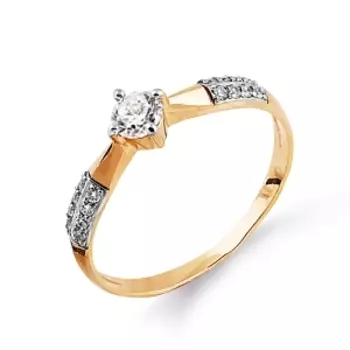 Кольцо с фианитами Линии Любви