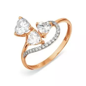 Кольцо с фианитами Линии Любви