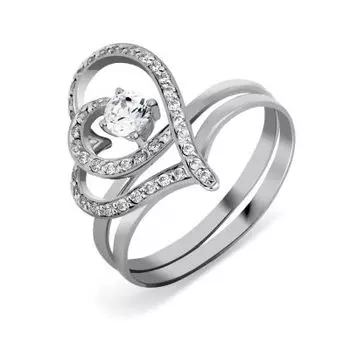 Кольцо с фианитами Линии Любви