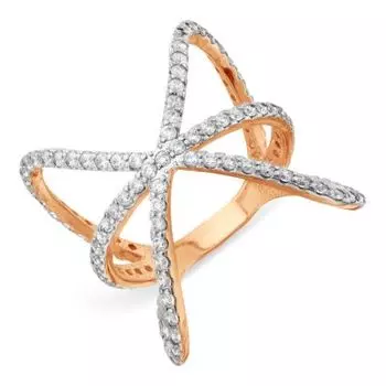 Кольцо с фианитами Линии Любви