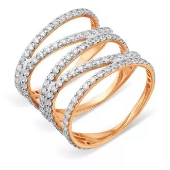 Кольцо с фианитами Линии Любви