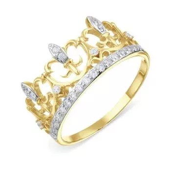 Кольцо с фианитами Линии Любви